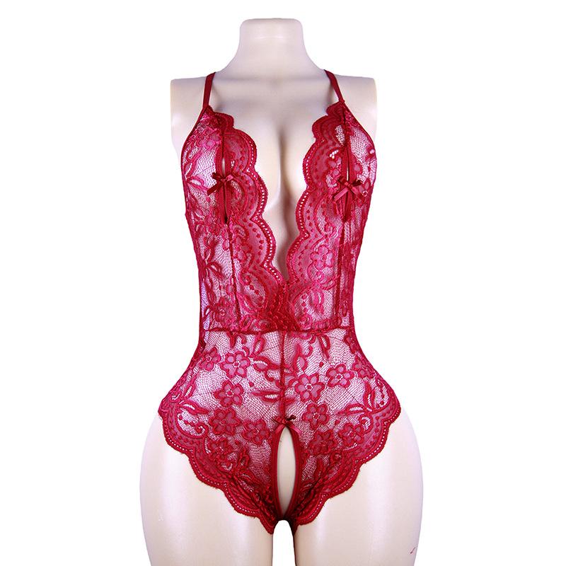 Night Concubine Sex Underwear Lace onesie Women's Hollow Hot Uniform European and American Wholesale