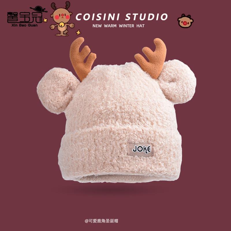 9873 Winter Christmas antlers knitted wool hat versatile hat female cute warm pullover tide