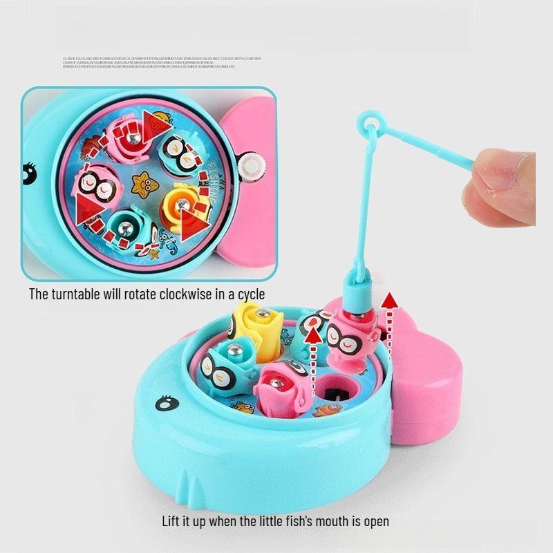 1PACK wind-up fishing outfit, twisted egg toy, mini small fishing game console, children's parent-child interaction