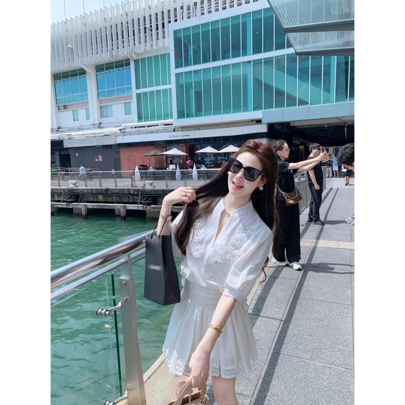 Women s Elegant Sequin V-Neck Loose White Blouse S