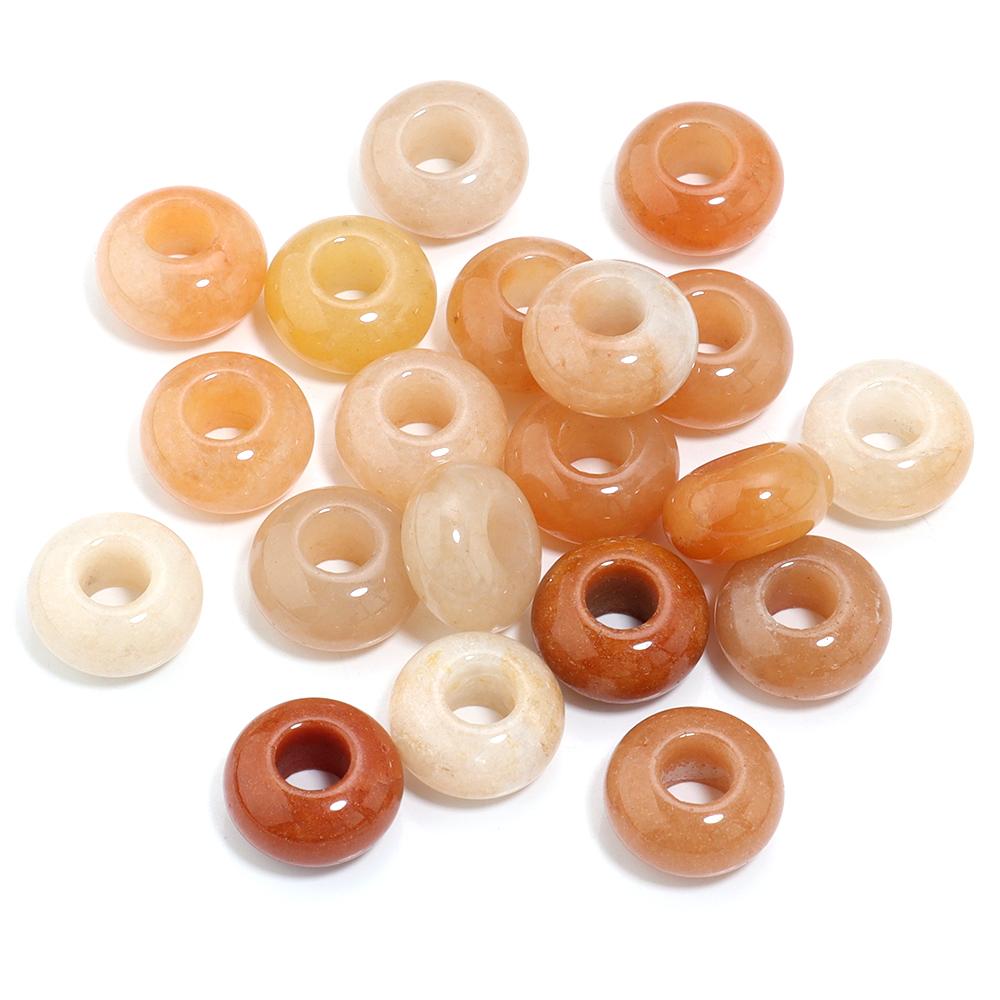 6pcs 14x8mm Natural Stone Beads Amethyst Tiger Eye Agate Jade Abacus Shape Big Hole Loose Beads for Jewelry Making DIY Bracelets