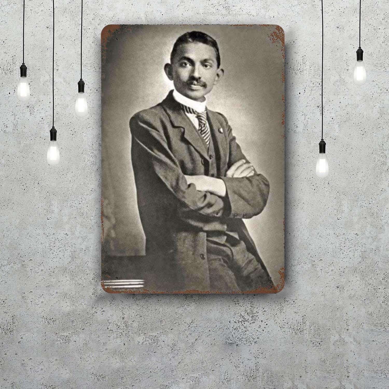 mahatma gandhi translator Metal Signs wall decor Vintage Tin Signs Captain Metal Poster Decor for Bar Pub Club Wall Decoration 20x30cm(7.8x11.8inch)