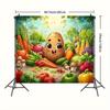 2D Cartoon Potato Backdrop Colorful Veggies Photography Background