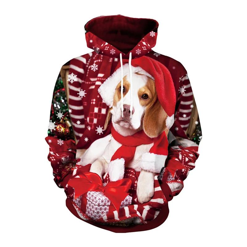Christmas Tree Xmas Santa Snowman Hoodie Men Autumn Winter 3D Print Long Sleeve Pullover Streetwear Clothing Tops High-quality
