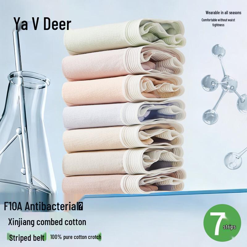 Yaloo 7-Pack Women's Pure Cotton Seamless Mid-Waist Antibacterial Underwear