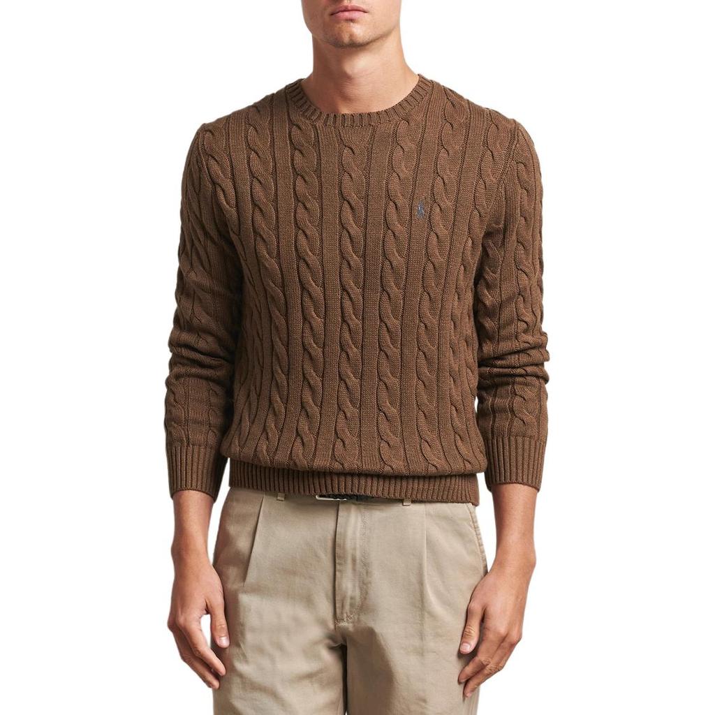 Polo Ralph Lauren Logo Embroidered Slim Fit Long Sleeve Knit Sweater Men sweater Coffee-Brown 710775885-520