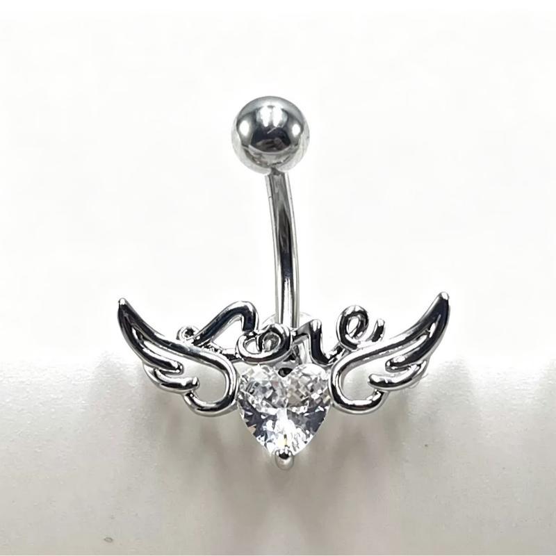 Minimalist Angel Wings Navel Piercing Ring Sexy Hypoallergenic Stainless Steel Belly Button Body Jewelry for Women