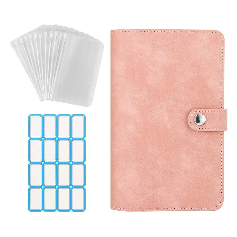A6 Soft Leather Loose-leaf Binder with Zipper Pocket for Cash Budgeting
