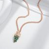 Kienl  Full Shiny Green Natural Zircon Long Grape Pendant Necklace For Women  Rose Gold Color Ethnic Bride Daily Jewelry