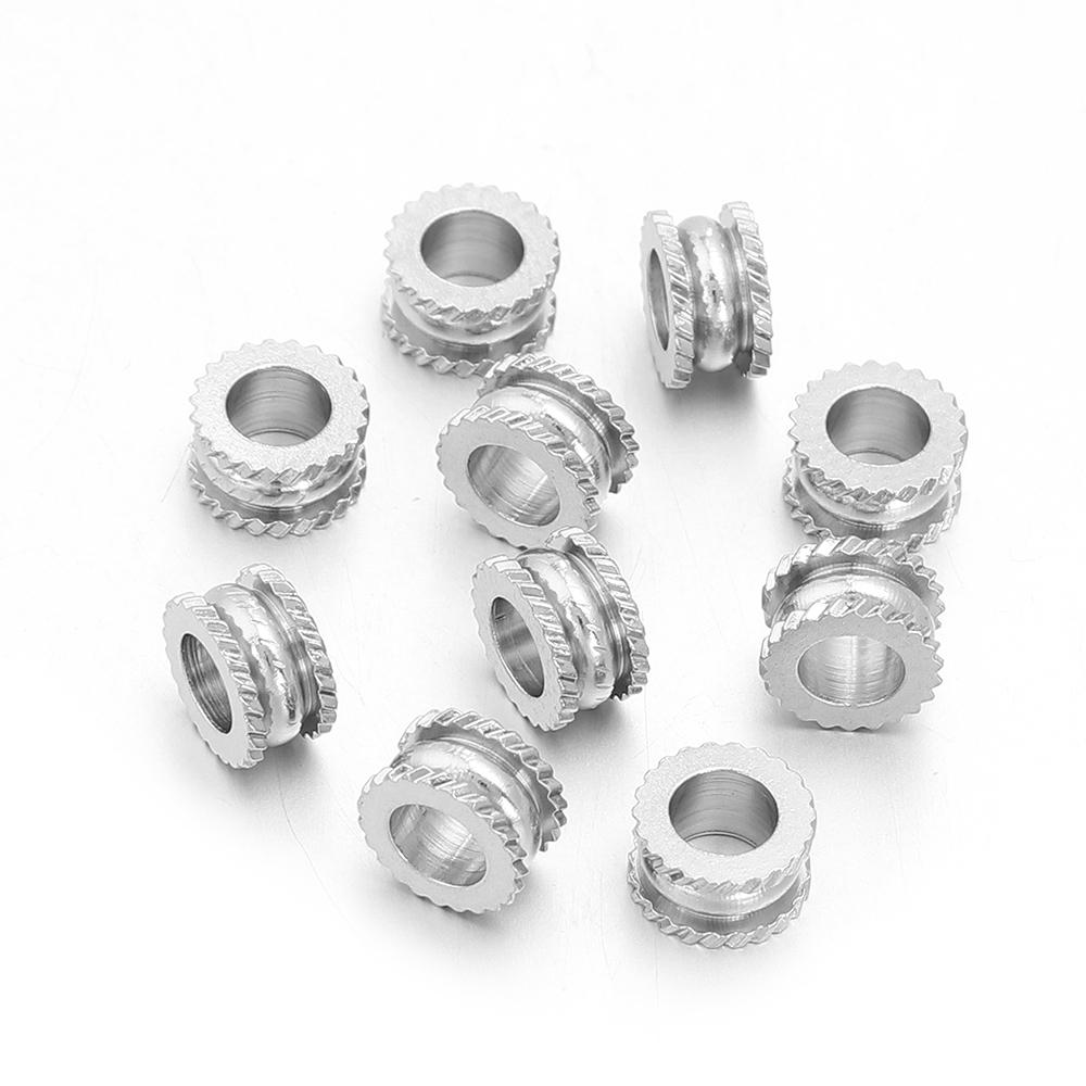 10-20pcs/lot Stainless Steel Spacer Beads Big Hole Loose Beads Fit 4 5mm Round Leather Cord DIY Bracelet Necklace Jewelry Making