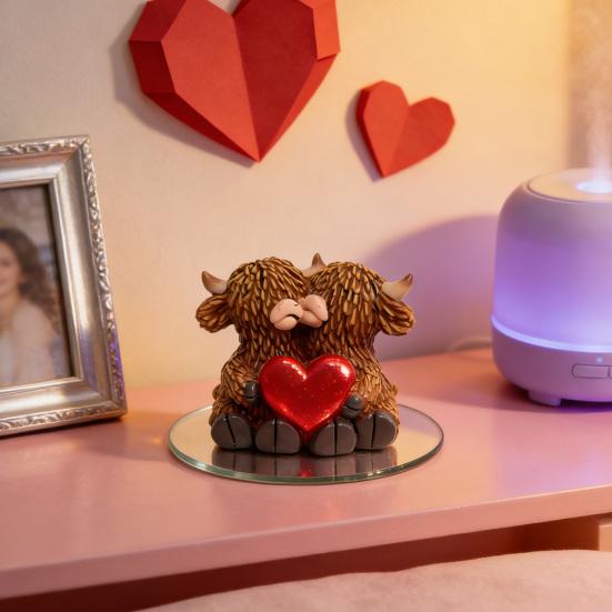 Alla hjärtans dag Höglandsboskap Figurin Harts Kärlekshjärta Höglandsboskap Staty Romantisk Gårdsbordsprydnad för Kök Trappstegshylla Heminredning