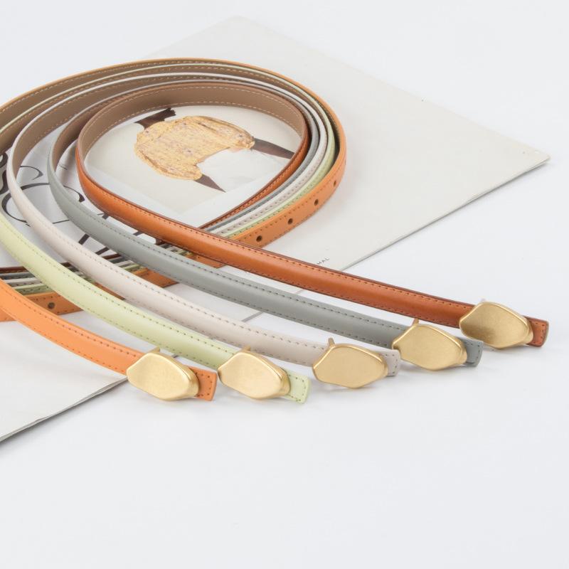 Genuine Leather Women's Thin Belt Cowhide Retro Women's Korean Style Simple Hong Kong Style Ins Jeans Girls' Belt