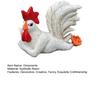 Unique Gifts for Friends White Rooster Statue with Enchanting Posture & Long Eyelashes, Creative Table Art Sculpture, Funny Resin Indoor Outdoor