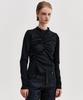 Kimjisu Shirring Draped Highneck Top _ Black