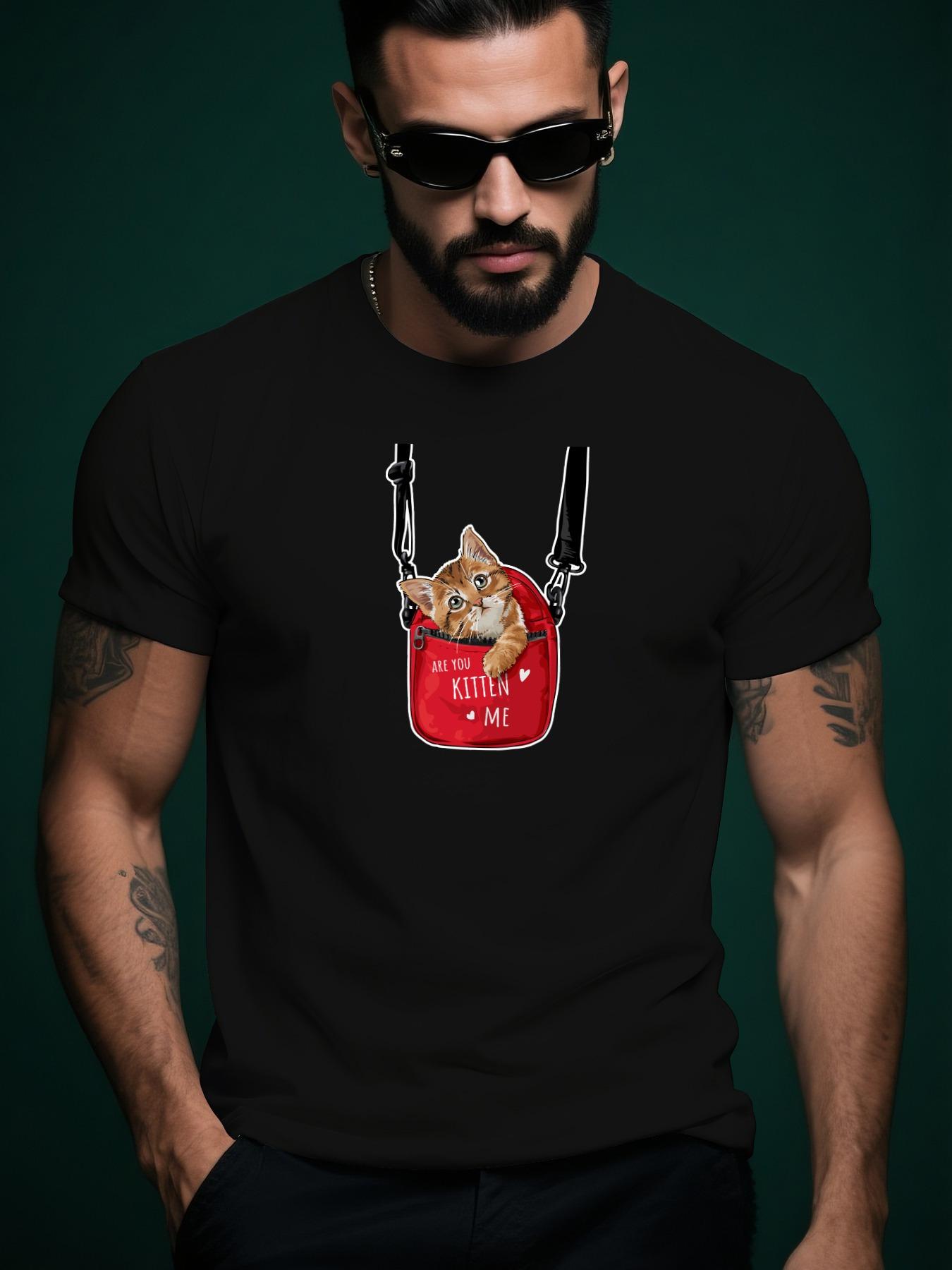 Graphic Tshirt Graphic Tshirt with Cute Cat in Red Bag Il... XXXXL