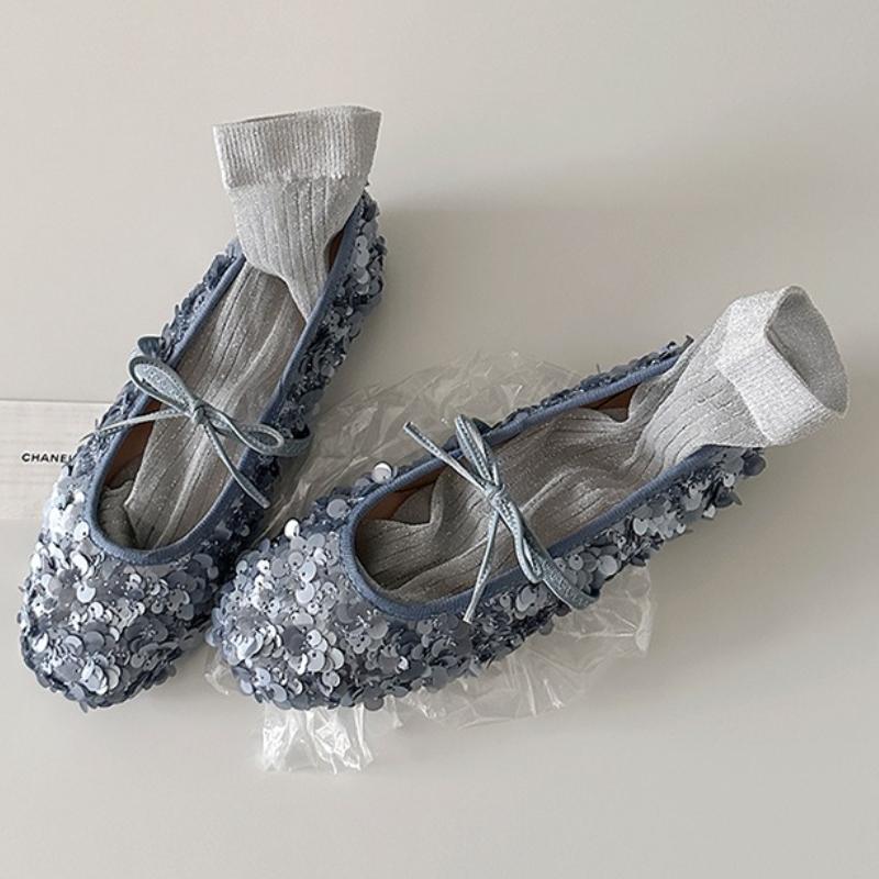 

Модная обувь-балетки с блестками, брендовая обувь, женская обувь Мэри Джейн со сладким бантом, удобная обувь на плоской подошве с неглубоким вырезом, повседневная обувь, zapatos mujer 40 серебряный