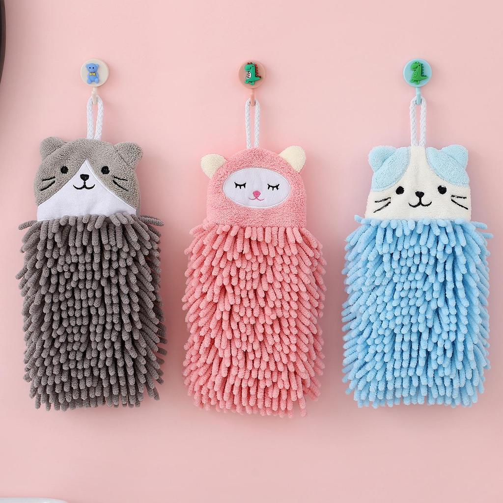 Coral Fleece Christmas Hanging Hand Towel, 13x15cm, Absorbent and Thick, for Bathroom and Kitchen Use