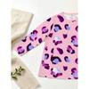 Foundation watercolor leopard print long-sleeved large-size women's T-shirt, double pocket crew neck design