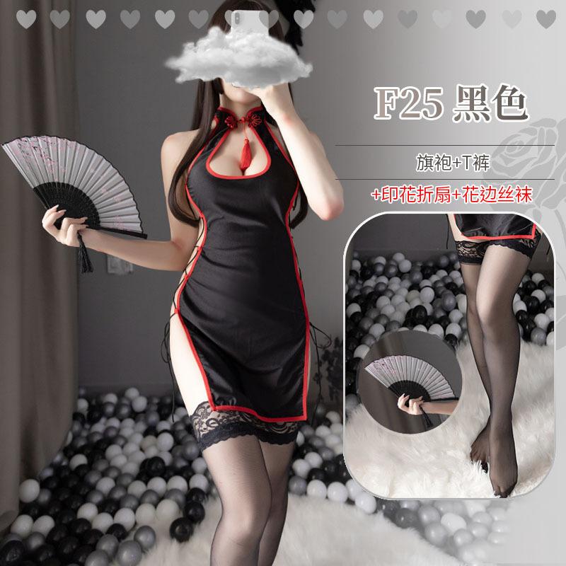 Style Bell Sex Underwear Vintage Cheongsam Wind High Split Women's Sexy Spicy Uniform Temptation Suit