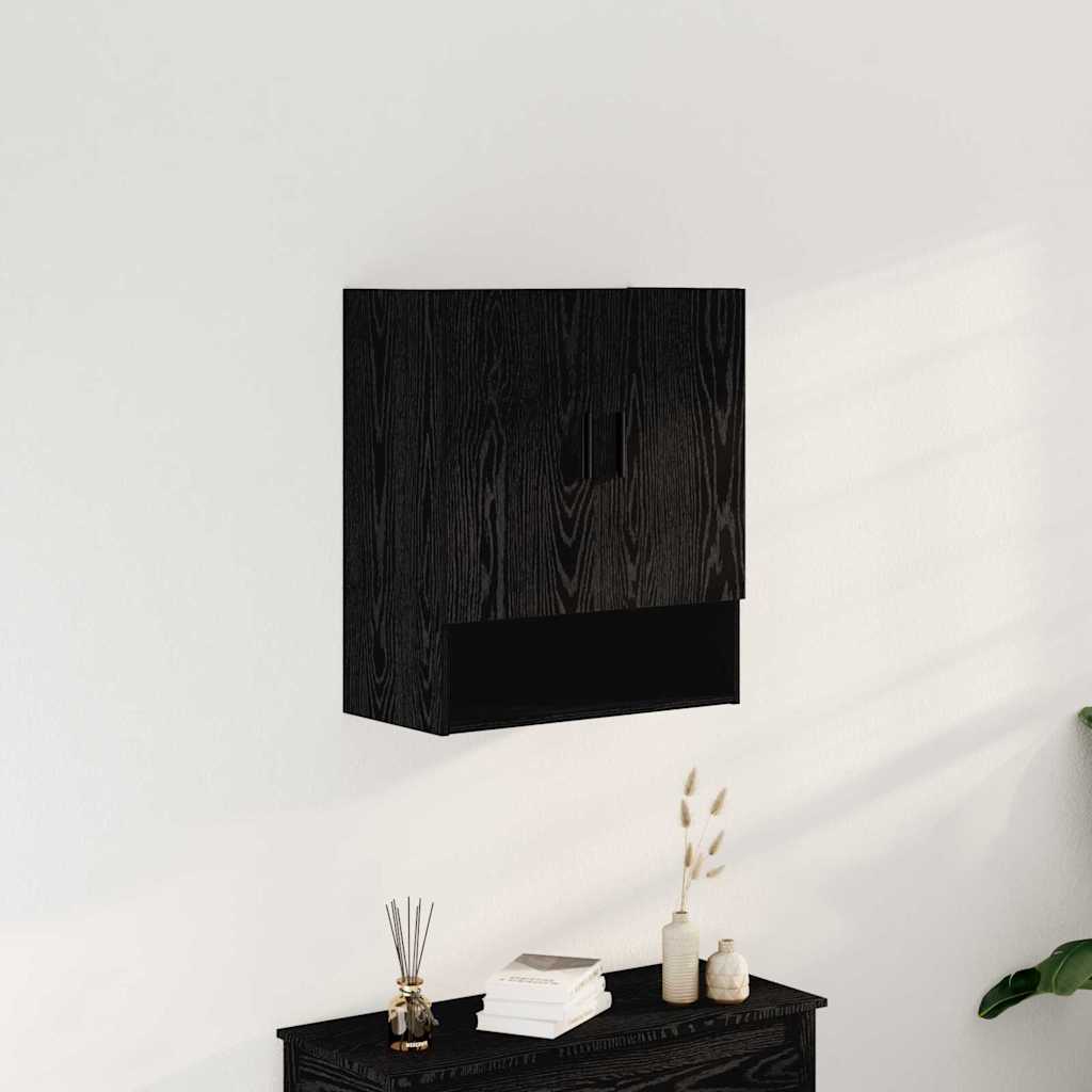 Wall Mounted Cabinet in Black Oak Finish 60 x 31 x 70 cm