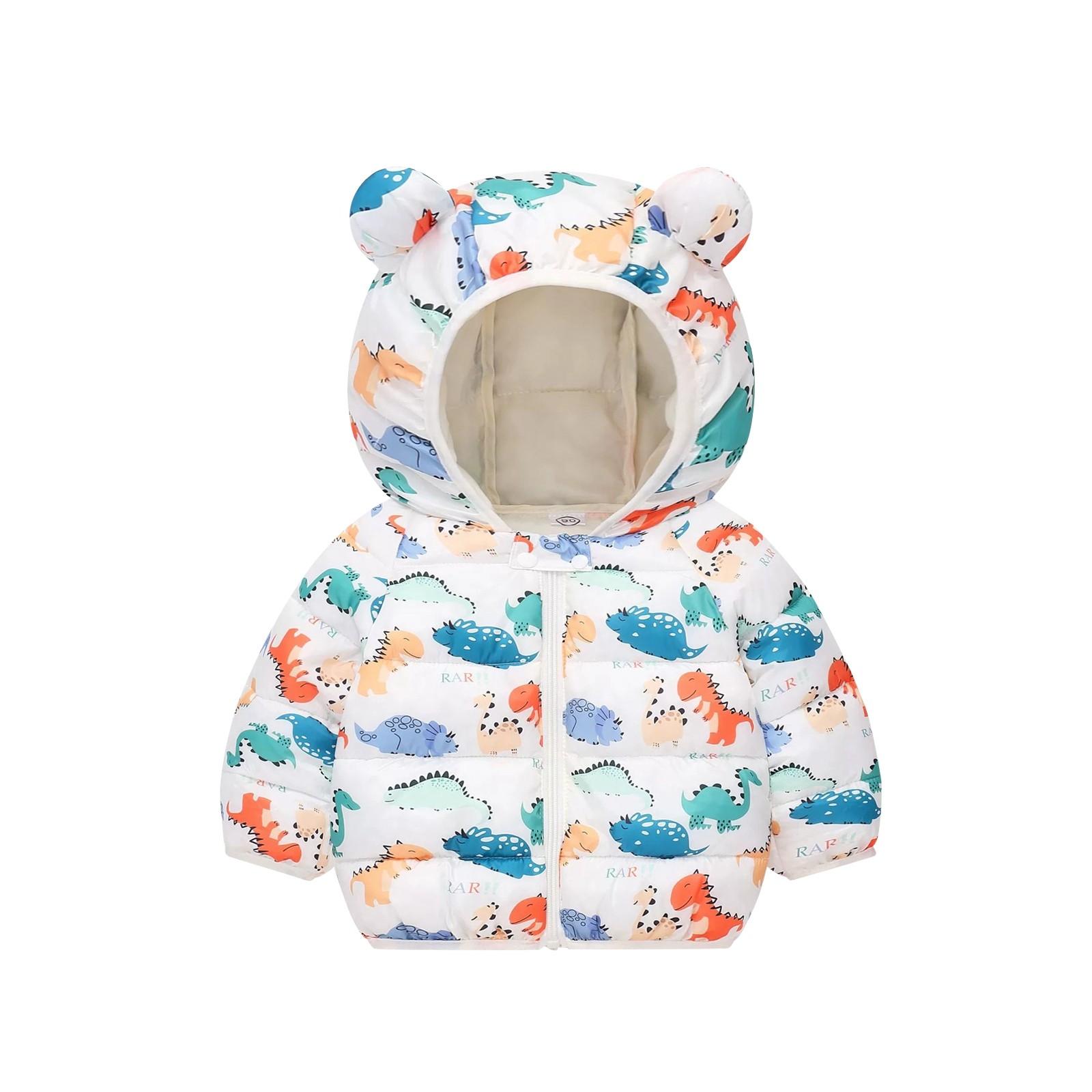 

Зимние пальто для мальчиков и девочек, детская куртка на молнии с толстыми ушами, зимняя толстовка с капюшоном, одежда 100 бежевый