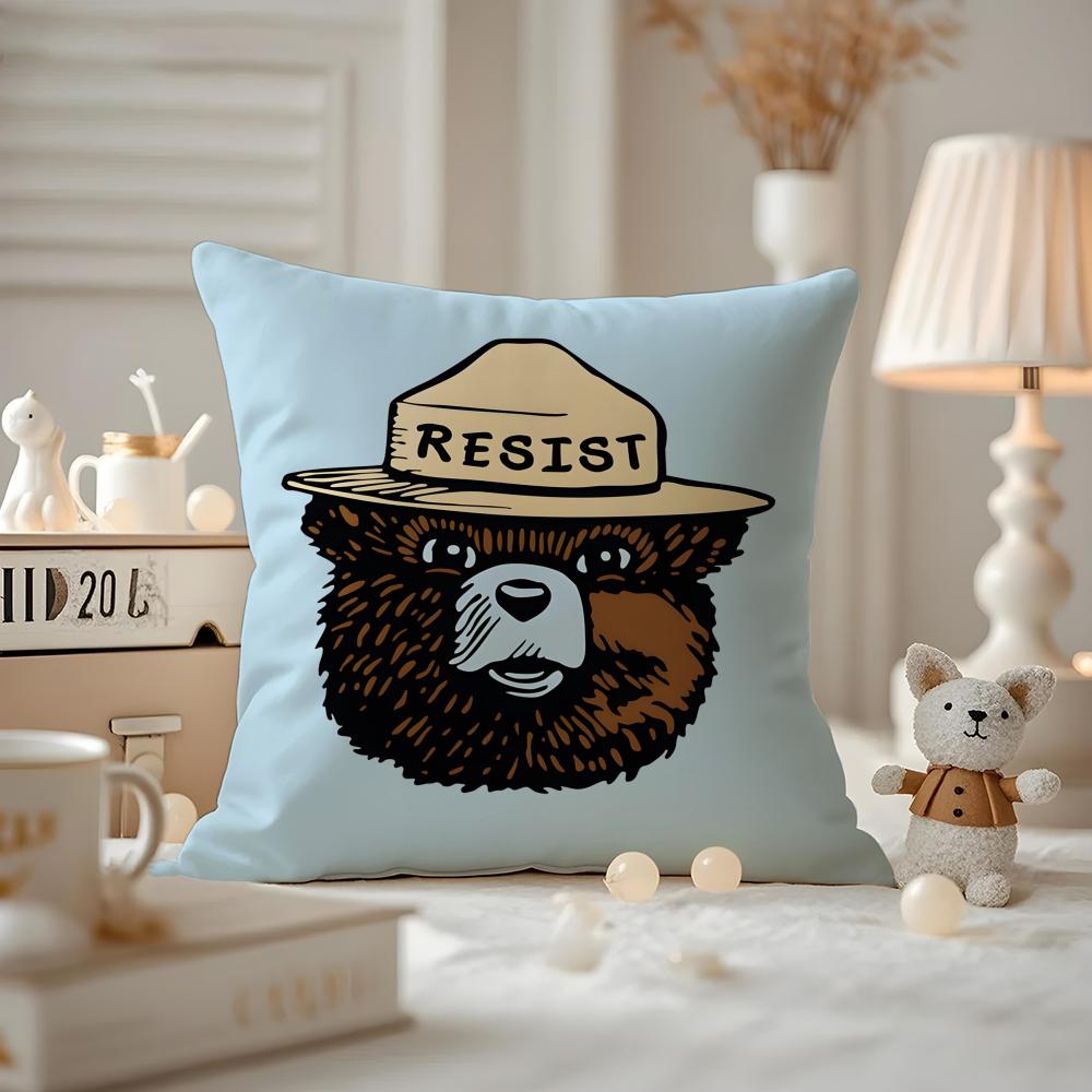 

Anime SSmokey BBear Cushion Cover Antidustmite Pillowcase Invisible zipper silky short plush Sofa cushion cover 30X30cm