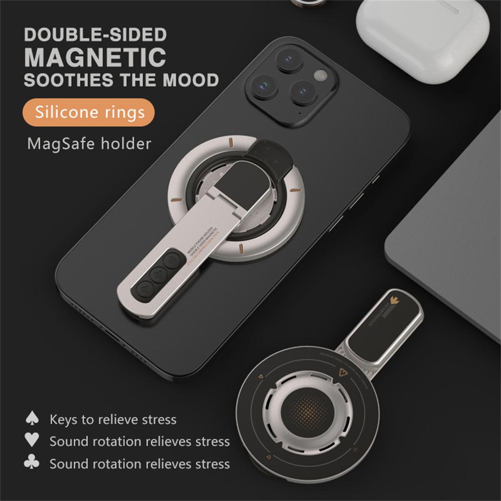 Dual Sided Magnetic Phone Kickstand 360 Degree Rotation Desktop Holder Stress Relief Zinc Alloy Phone Back Stand