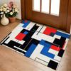 Tappetino Geometrico Astratto Stampa Mondrian Morbido Spesso Antiscivolo in Flanella Calda per Soggiorno Camera da Letto Cucina Tappeti Decorativi