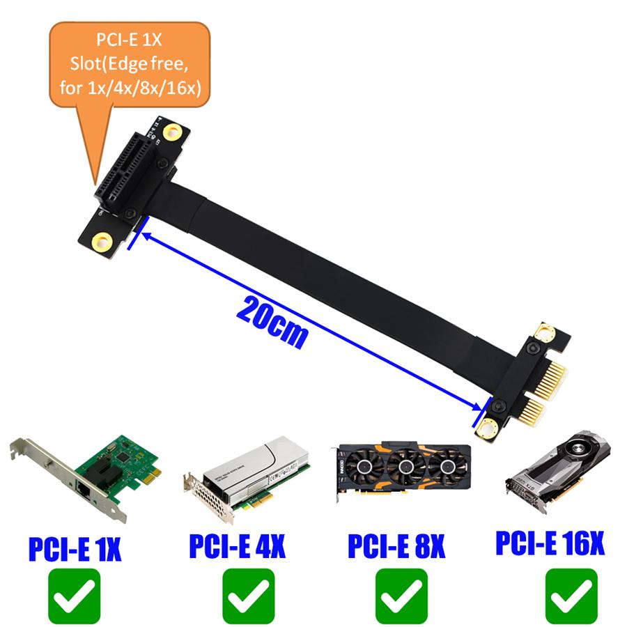 20cm PCI-E 1X To 1X Riser Card Flexible Extension Cable For Motherboard Adapter