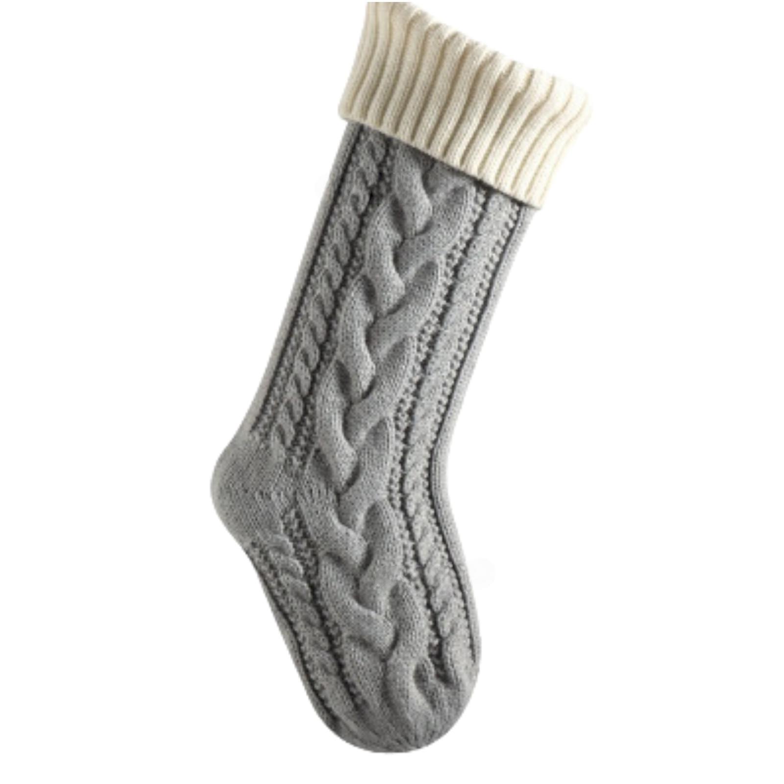 

Personalized Custom Embroidered Knitted Christmas Gift Bag Decorative Socks Christmas Stocking Pendant Color Matching And Twisted Gift Bag One Size