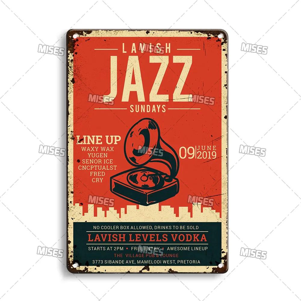 MISES JAZZ Metal Poster Vintage Metal Tin Sign Decorative Plate Metal Sign Music Metal Plaque Home Bar Studio Industrial Decor