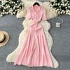 French Retro Foreign Celebrity Heavy Industry Bead Lapel Short Sleeve Single-breasted Waist and Thin Temperament Knitted Dress