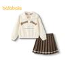 Balabala Girls' Long-Sleeve Top & Pleated Skirt Set
