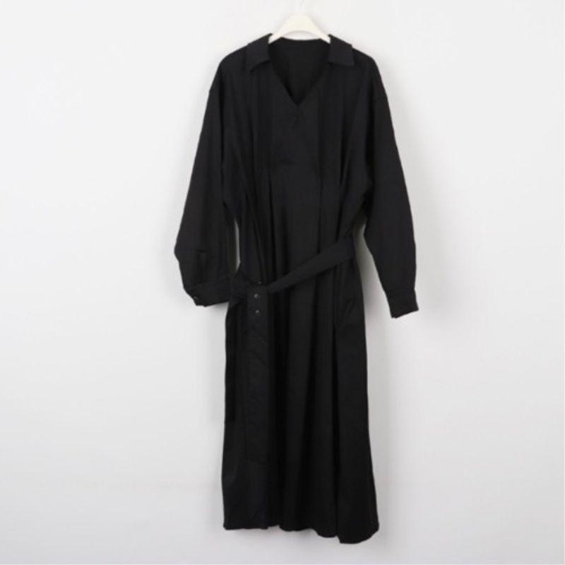 

Plus Size Women s Autumn New Arrival K-style Hong Kong Style Arts Lapel Minimalist Loose Pockets Waist-Controlled Long Sleeves Dress Fashion Black 3XL(Large size)