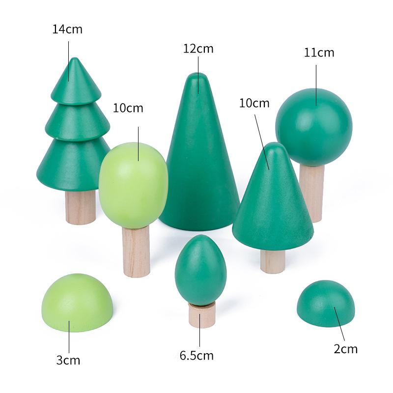 Montessori Rainbow Building Block Solid Wood Educational Toy Rainbow Forest Castle Puppet Creative Puzzle Educational Toy To Kid