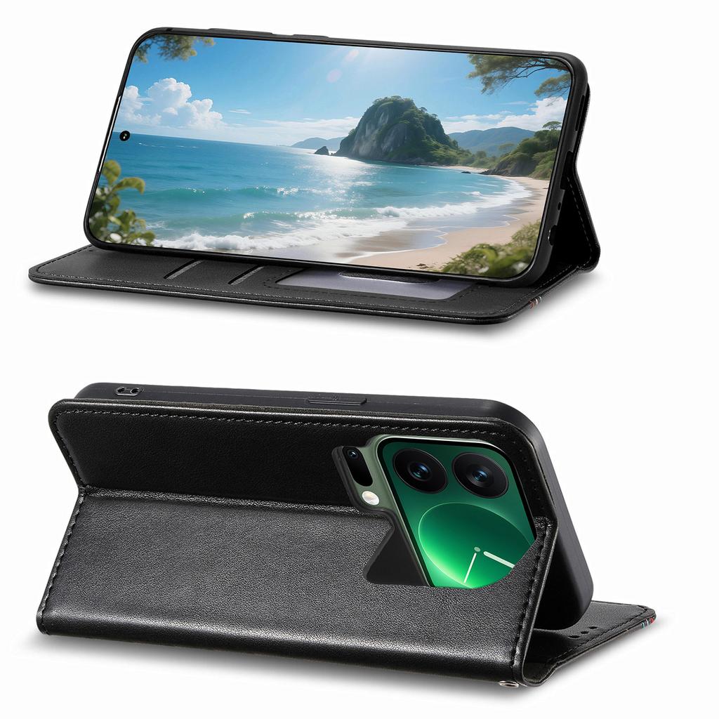 For Xiaomi 17 Pro Max Case Wallet Tri-Color Stitching Leather Phone Cover with Elastic Wristband