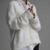 Mink Veneer Knitted Sweater for Women  Autumn and Winter New Loose Solid Color Cardigan