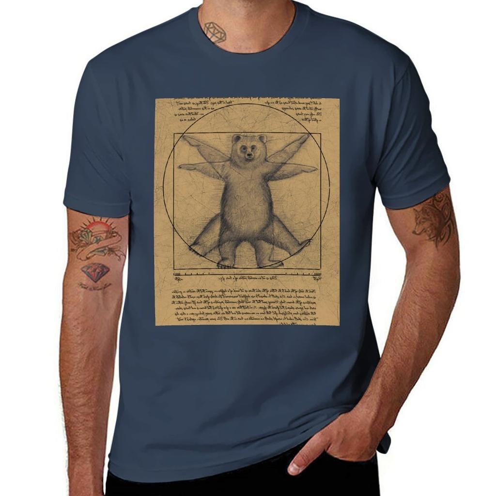 New The vitruvian bear TShirt boys t shirts Aesthetic clothing mens plain t shirts