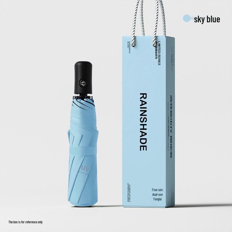 60-Rib Automatic Women's Umbrella with Black UV Protection for Sun & Rain, Customizable and Portable.
