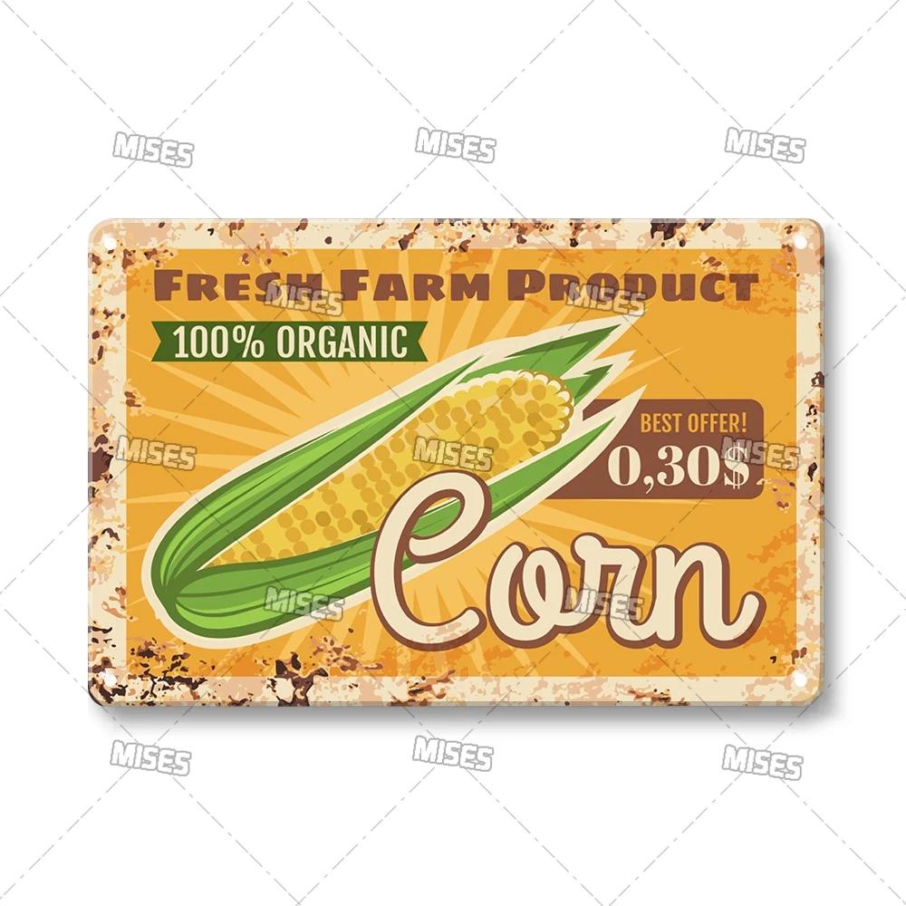 MISES Vegetable And Fruit Metal Tin Sign Retro Metal Plaque Decorative Plate Man Cave Studio Farm Metal Sign Kitchen Wall Plate