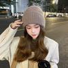 Women’s Casual Solid Color Rabbit Fur Hat with Decorative Buckle and Ear Protection Knitted Hats