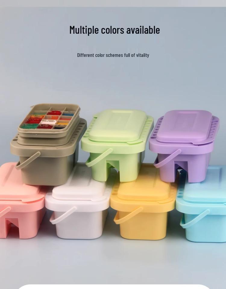 Portable 3-Piece Paint Set: Multifunctional Wash Bucket, Watercolor Gouache Palette, Color Mixing Box for Art Students