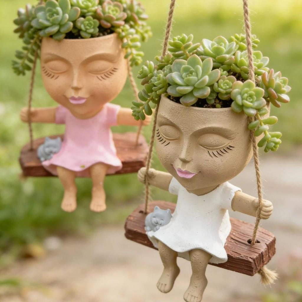 Exquisite Creative Resin Portrait Vase with Drainage, Perfect for Plants
