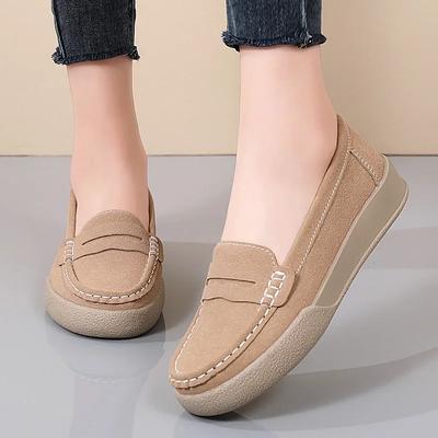 Sapatos Casuais Femininos de Camurça Sintética Novo Sapatos de Plataforma Mulher Moda Marca Designer Mulheres Sola Macia Plana Sapatos Antiderrapantes 2024