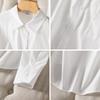 White Blouse Womens Relaxed Fit Autumn Latest Leisure Versatile Blouse Long-sleeved Top