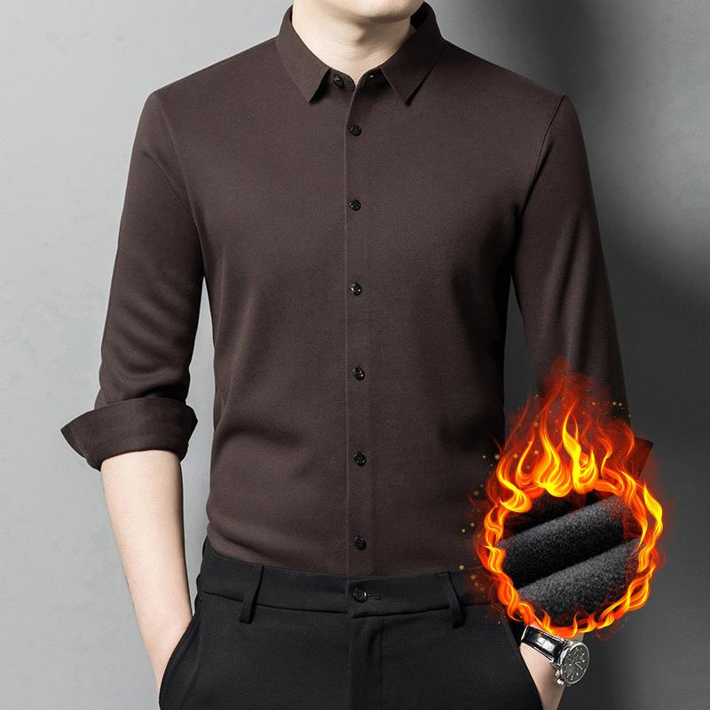 Зимняя шерстяная мужская бархатная рубашка — фото 3