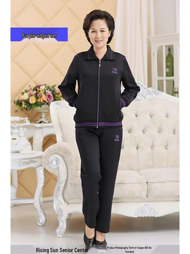 Sportbekleidungs-Set für Damen in Übergröße - Frühjahr/Herbst 2023, Zweiteiler mit langen Ärmeln für Mütter mittleren Alters und ältere Mütter