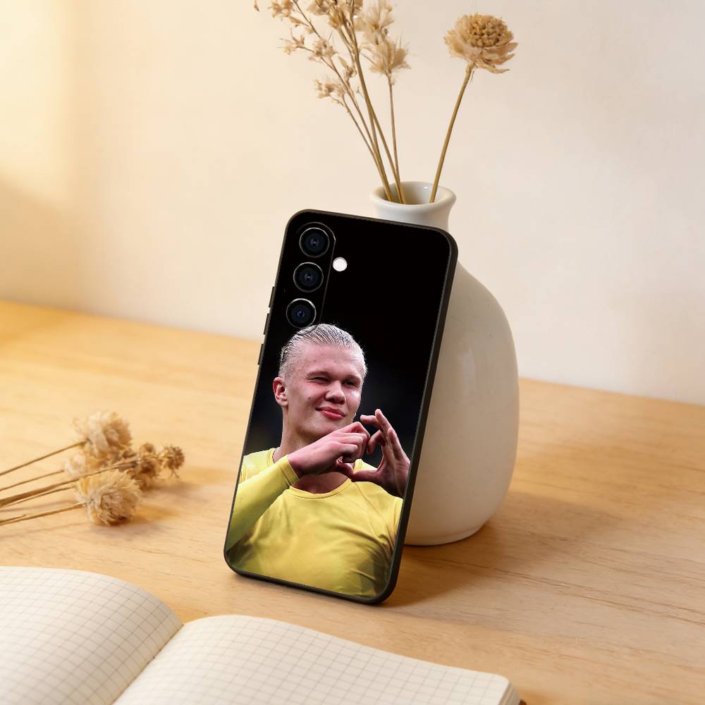 

Football Star E-Erling H-Haaland Phone Case Black Silicone Soft For Samsung Galaxy A73,A72,A71,A70,A53,A52,A51 Samsung a20s