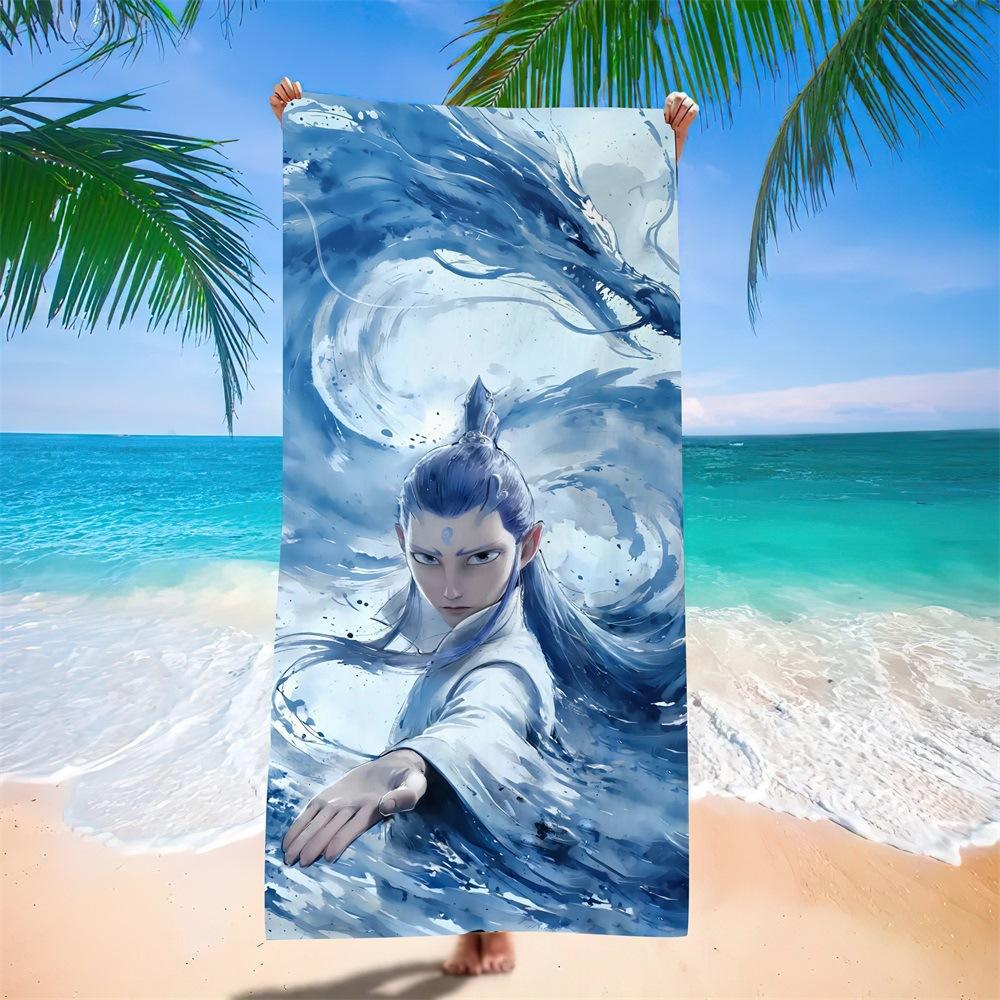 Nezha Beach Towel, Sun Protection, Quick Drying, Enlarged And Thickened Summer Seaside Vacation, Guochao Cartoon Bath Towel
