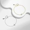 Fine Jewelry 925 Sterling Silver Rhodium Gold Plated Cubic Zirconia Lucky Charm Four Leaf Clover Pendant Bracelet for Women